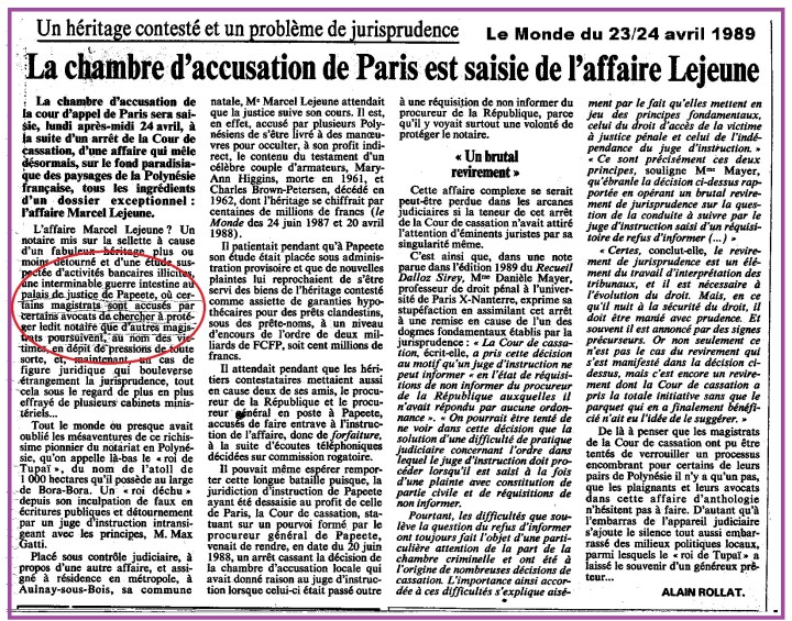 Tahiti chambre d'accusation Paris