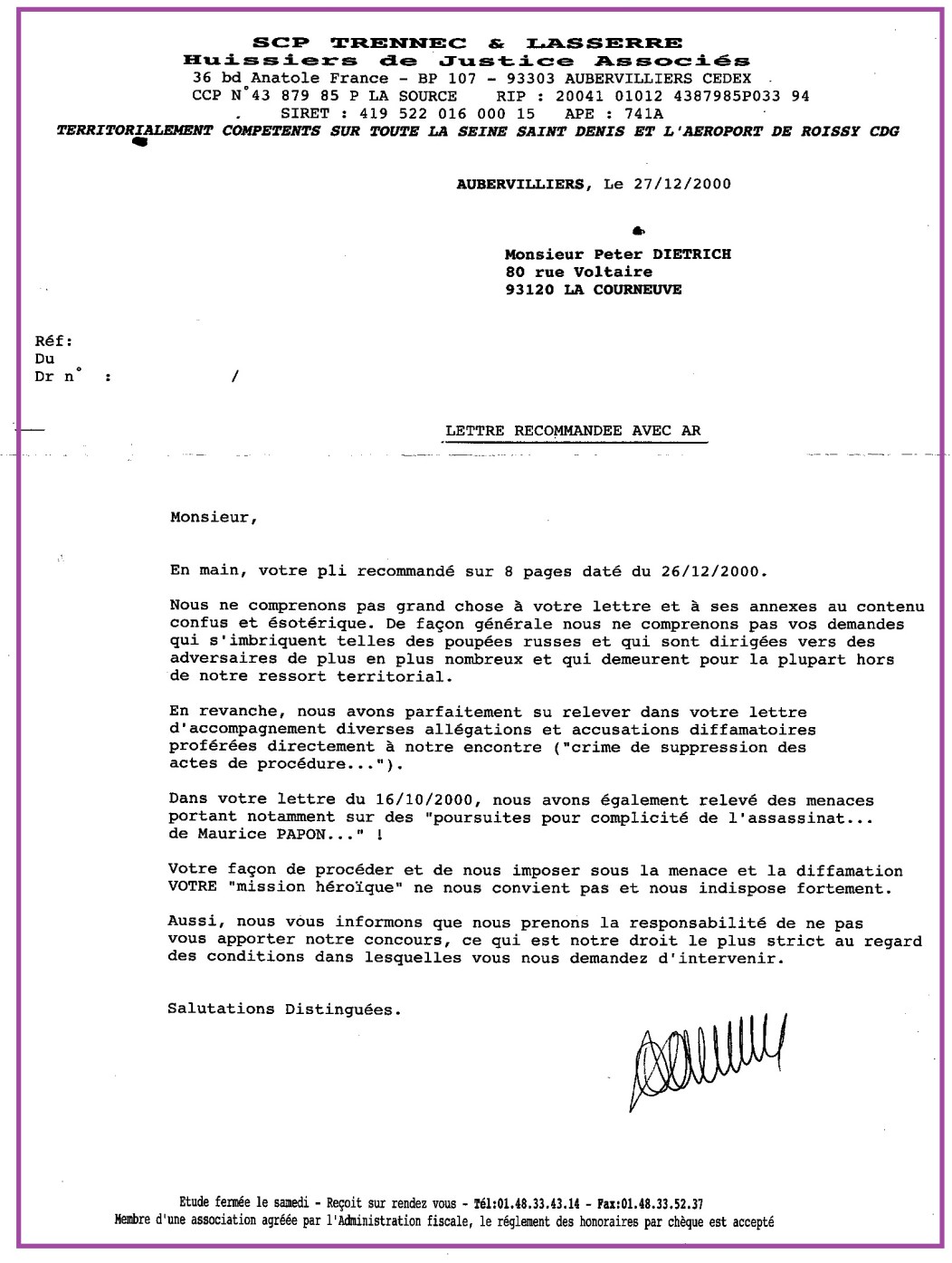 Huissiers Auber Papon Paris