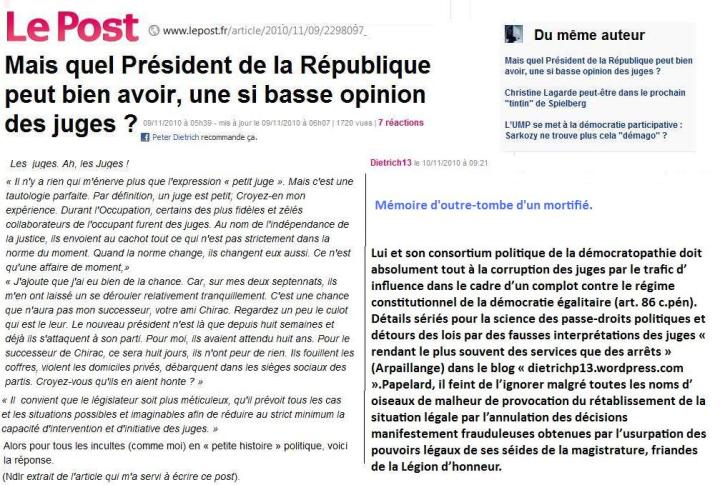 Sarko mérprise juges.