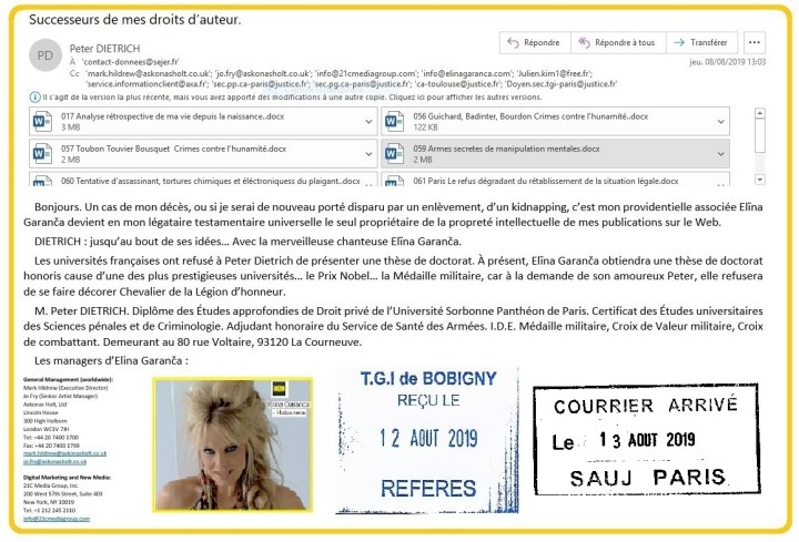 Confirmation de mon testament sur WEB pour Elina
